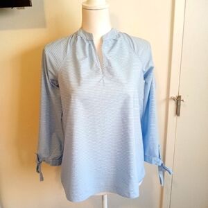 Madewell Women's Long Sleeve Striped Blue Blouse XS 100%Cotton